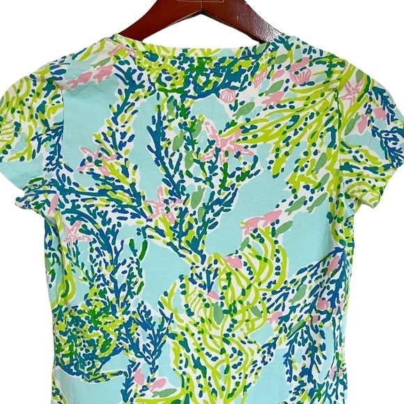 LILLY PULITZER V Neck Coral Reef Print Top Size XXS in Light Blue, Pink, Yellow - Picture 8 of 11